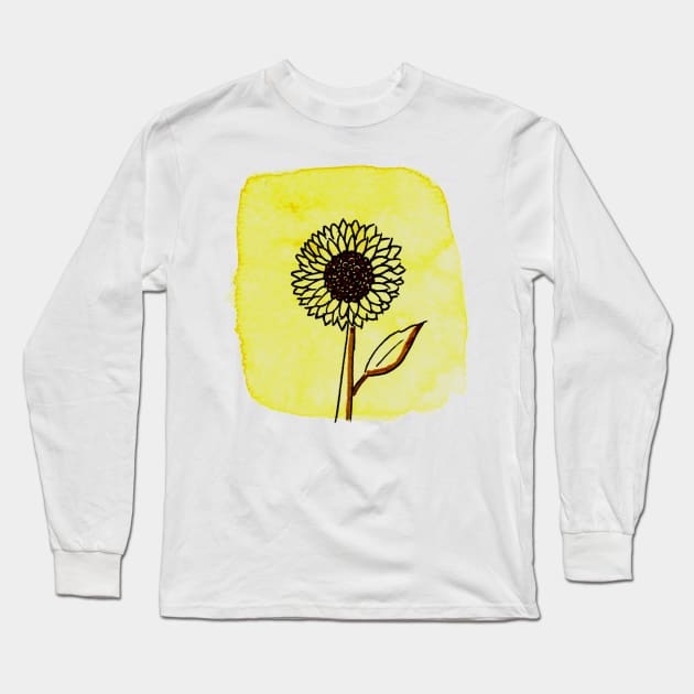 watercolor sunflower Long Sleeve T-Shirt by Annka47